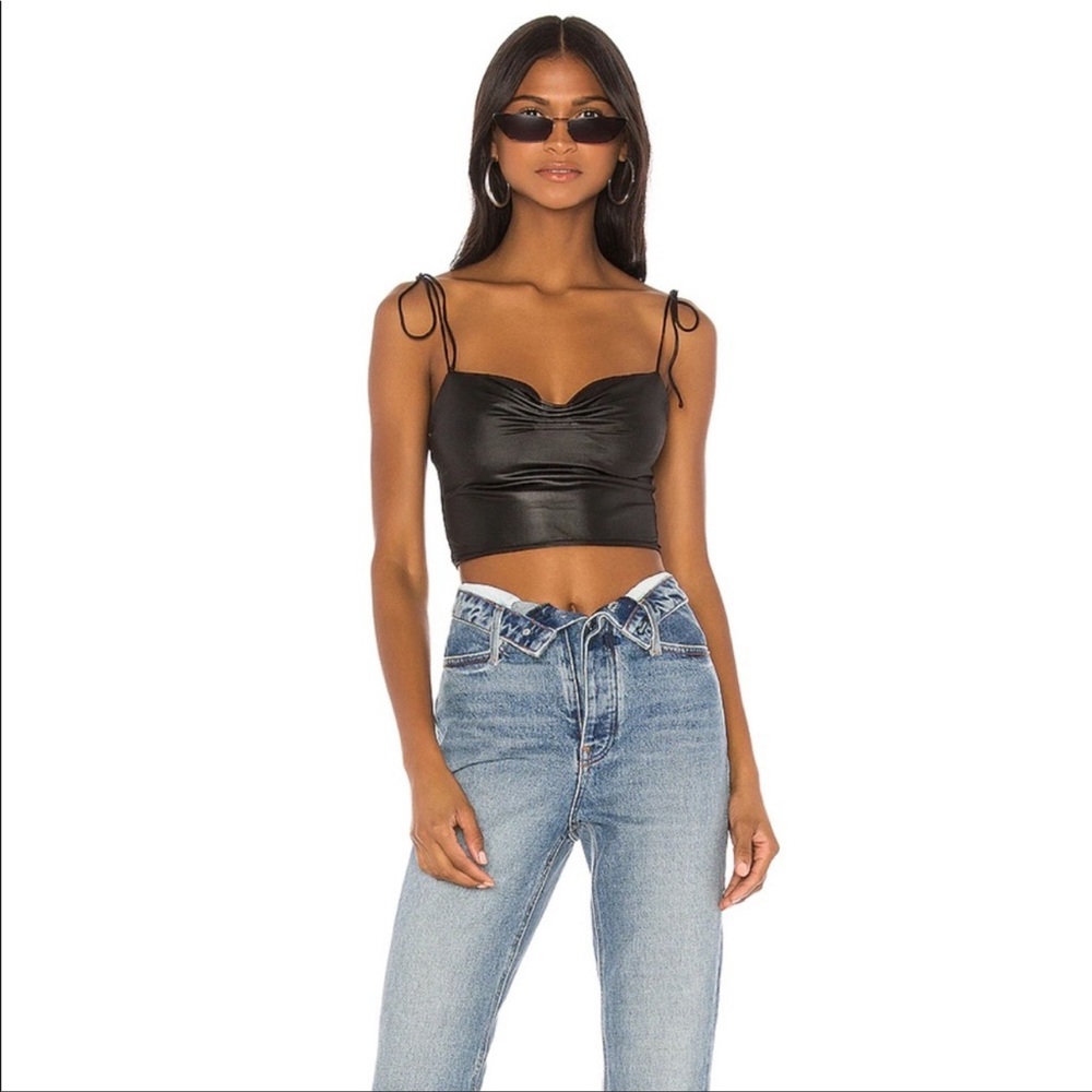 Superdown leather crop top
